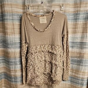 We The Free People Fishtail Pullover Sweater Empire Waste W/ Fringe
